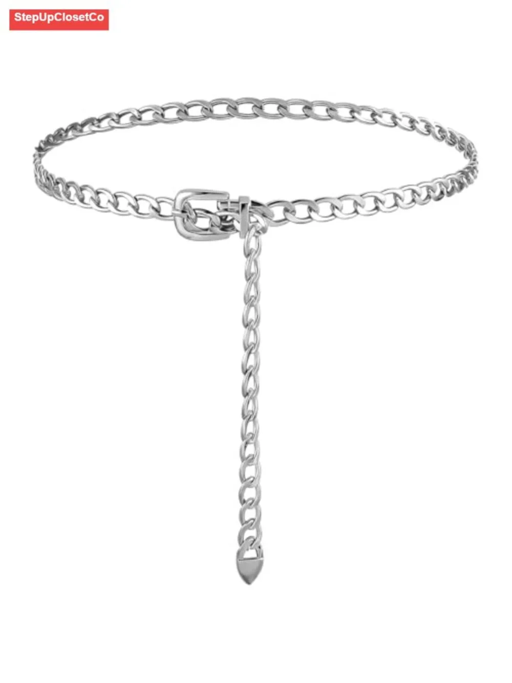 Silver Chain Belt Women Adjustable Waist Metal Link Belts for Dresses Jeans